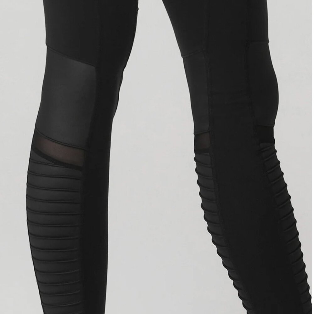 Alo Yoga Black Moto Textured Leggings Women's Size Small - Picture 7 of 7